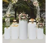 Ensemble De Cinq Présentoirs Cylindriques Avec Base En Fer Blanc, Adaptés Aux Mariages, Banquets Et Tables De Desserts, Avec Une Capacité De Charge Allant Jusqu'à 30 Kg(D)