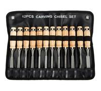 Ensemble de ciseaux à bois professionnel - Ensemble de 12 outils de travail du bois tranchants avec étui de transport - Kit