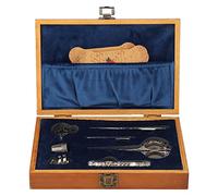 Ensemble de ciseaux à broderie vintage, kit de ciseaux de couture en acier inoxydable, outils d’embroiderie multifonctionnels anciens avec boîte en bois pour la couture, le tricot (Argent)