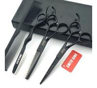 Ensemble de ciseaux à cheveux de 6,0 pouces Ciseaux de coupe de cheveux et ciseaux à éclaircir avec peignes de rasoir dans 1 ensemble (noir)