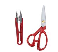Ensemble de ciseaux à coudre en acier inoxydable, poignée ergonomique en caoutchouc, ciseaux pour tissu sur mesure (Red Handle 11 Inch)