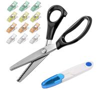 Ensemble de ciseaux à tissus, ciseaux professionnels, ciseaux à tissu zigzag avec 12 pinces à tissu et point de croix, ciseaux dentelés pour couper des vêtements (style 2)