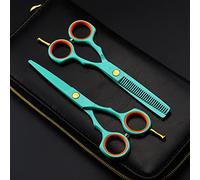 Ensemble de ciseaux de coiffeur et de ciseaux à effiler en acier japonais 440C de 5,5 pouces - Design ergonomique vert clair for une coiffure de précision(Set With Bag)