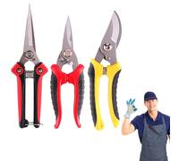 Ensemble de ciseaux de jardin | Lot de 3 ciseaux portatifs | Sécateur de Bypass de jardin, ciseaux à arbres, ciseaux manuels avec poignée ergonomique en caoutchouc pour cadeaux de jardin