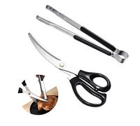 Shiyueshiri Ensemble de ciseaux et pinces coréens pour barbecue, ciseaux de cuisine, ciseaux de cuisine, ciseaux pissa, ciseaux ergonomiques en acier inoxydable pour une utilisation facile (noir)