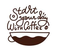 ensemble de citations et de formes calligraphiques dessinées à la main sur le thème du café Stickers muraux en PVC 54.6x57.2cm Embellissement mural Café