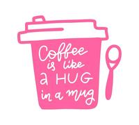 ensemble de citations et de formes calligraphiques dessinées à la main sur le thème du café Stickers muraux en PVC 42x46.5cm Embellissement mural Rose