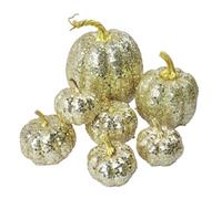 Ensemble de citrouilles d'Halloween - Finition de style rustique, look sur le thème de la ferme | enduit de paillettes, décoration de table d'automne, décoration d'étagère de festival avec