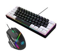 Ensemble de clavier à fil LED 61 touches Clavier ergonomique 8 boutons pour bureau, école, étude, Plug and Play