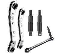 Ensemble de clé à cliquet - Kit d'outils de réparation CVAC portables de 2 pièces avec forets hexagonaux - Clé à cliquet de valve de climatisation | Carré