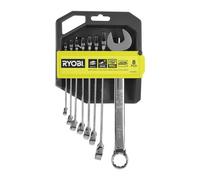 RYOBI – Jeu 8 clés mixtes RHWR8PC – 8–19 mm – œil & fourche – Rangement LINK – angle de reprise 15°