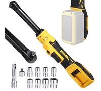 Ensemble de clés à cliquet sans fil de 3/8", kit de réparation automatique, compatible avec batterie DEWALT 21 V, tête étendue de 15,2 cm, avec adaptateur 6,35 mm, barre d'extension de 7,6 cm, 8
