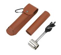 Ensemble de Clés à Tarière à Main en Acier Inoxydable Perforateur Multifonctionnel Portable Outil de Colons de Survie Clé à Vis Tarière à Bois Manuelle Foret à(Sac et étui en cuir PU marron)