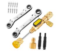 Ensemble de clés de service multifonction pour réfrigérateur - Outil de retrait de noyaux et 10 noyaux de valves pour l'entretien des équipements CVC - Clé de service CVC avec adaptateurs