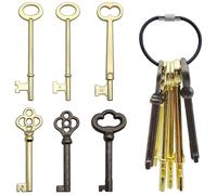 Ensemble de clés squelettes, 6 pièces de clés squelettes universelles à corps creux avec porte-clés en corde métallique, kit de clés antiques vintage pour meubles vintage et serrures