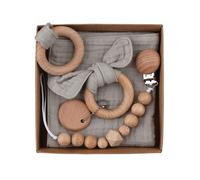Ensemble De Clips De Sucette En Coton Pour Bébé,1 Ensemble,Chaîne,Bavoir,Anneau De Dentition,Serviette De Salive,Oreille De Lapin,Anneau En Bois,Bracelet De Dentition - Type Cp16