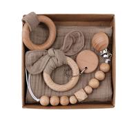Ensemble De Clips De Sucette En Coton Pour Bébé,1 Ensemble,Chaîne,Bavoir,Anneau De Dentition,Serviette De Salive,Oreille De Lapin,Anneau En Bois,Bracelet De Dentition - Type Cp18