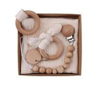Ensemble De Clips De Sucette En Coton Pour Bébé,1 Ensemble,Chaîne,Bavoir,Anneau De Dentition,Serviette De Salive,Oreille De Lapin,Anneau En Bois,Bracelet De Dentition - Type Cp12
