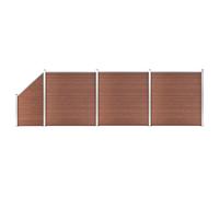 Ensemble De Clôture Wpc 3 Carré + 1 Incliné 619 X 186 Cm Marron