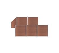 vidaXL Ensemble de clôture WPC 5 Carré + 1 Incliné 965 x 186 cm Marron G