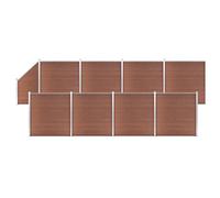 Ensemble De Clôture Wpc 8 Carré + 1 Incliné 1484x186 Cm Marron