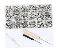 Ensemble de clous et pointes en alliage métallique 455 pièces/ensemble 8 tailles - 2 clous à griffes, 3 outils et boîte de rangement à 20 emplacements, accessoires punk bricolage pour l'artisanat
