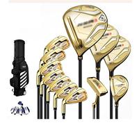 Ensemble de clubs de golf pour gaucher - 12 pièces - Tiges professionnelles en graphite et acier au carbone - Avec sac à roulettes pour un transport facile