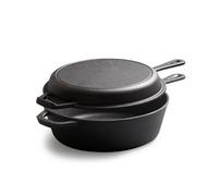 Ensemble de Cocotte et Poêle en Fonte Pré-Culottée, Multifonction 2 en 1 pour le Pain