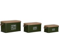 Ensemble de coffres Home ESPRIT vert foncé naturel métal corde fibre 69 X 37 X 37,5 cm (3 pièces)
