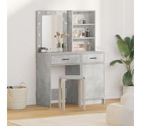 Ensemble de coiffeuse 2 pièces avec éclairage LED en bois d'ingénierie gris béton