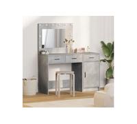 Ensemble de coiffeuse 2 pièces avec LED en bois d ingénierie gris béton Gris béton G