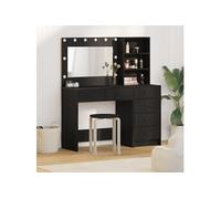 Ensemble de coiffeuse 2 pièces avec LED en bois d ingénierie noir