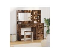 Ensemble de Coiffeuse 2 Pièces avec LED en Chêne Fumé