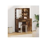 Ensemble de coiffeuse 2 pièces avec LED en chêne fumé en bois d ingénierie