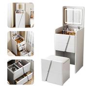 Ensemble de coiffeuse 3 en 1 pour enfants avec miroir dissimulé, tabouret caché et éclairage - Bureau de maquillage blanc avec plateau en verre et 3 tiroirs - Parfait pour les filles (L x l x H