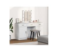 Ensemble de Coiffeuse 3 Pièces avec Eclairage LED en Bois d Ingénierie Blanc