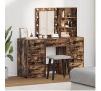 Ensemble de coiffeuse 3 pièces avec LED en chêne fumé en bois d ingénierie