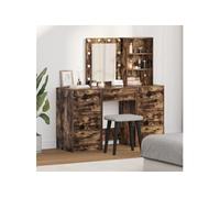 Ensemble de coiffeuse 3 pièces avec LED en chêne fumé en bois d ingénierie