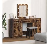 vidaXL Ensemble coiffeuse 3 pièces – Table de toilette LED en chêne fumé (bois d'ingénierie)