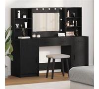 Ensemble de coiffeuse 3 pièces en bois d ingénierie noir Noir