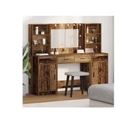 Ensemble de coiffeuse 3 pièces en bois vieilli
