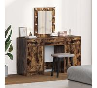 Ensemble de coiffeuse 3 pièces vidaXL avec LED en chêne fumé en bois d'ingénierie