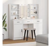 Ensemble de coiffeuse 3 pièces vidaXL en MDF blanc