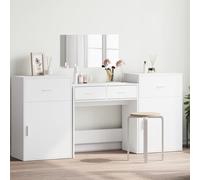 ensemble de coiffeuse 4 pièces blanc en bois composite