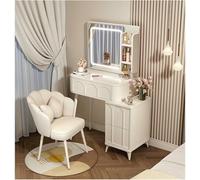Ensemble de coiffeuse à éclairage LED avec chaise rembourrée, modes d'éclairage réglables, tiroirs amovibles pour maquillage et vêtements - Parfait pour la décoration de la maison et le toilettage.