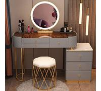 Ensemble de coiffeuse à écran tactile avec tabouret et miroir, 3 intensités de lumière réglables, style simple, décoration de chambre à coucher, parfait pour les pièces et les vestiaires