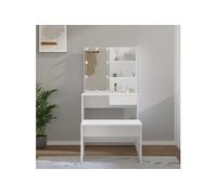 vidaXL Ensemble de coiffeuse 3114107 – LED, bois blanc, table à bijoux