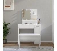 Ensemble de table de maquillage LED 2 pc Bois d'ingénierie Vanité Table vidaXL v