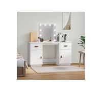 vidaXL Ensemble de coiffeuse avec LED Blanc Bois de pin solide