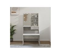 Ensemble de coiffeuse avec LED Blanc brillant Bois d ingénierie Blanc brillant G